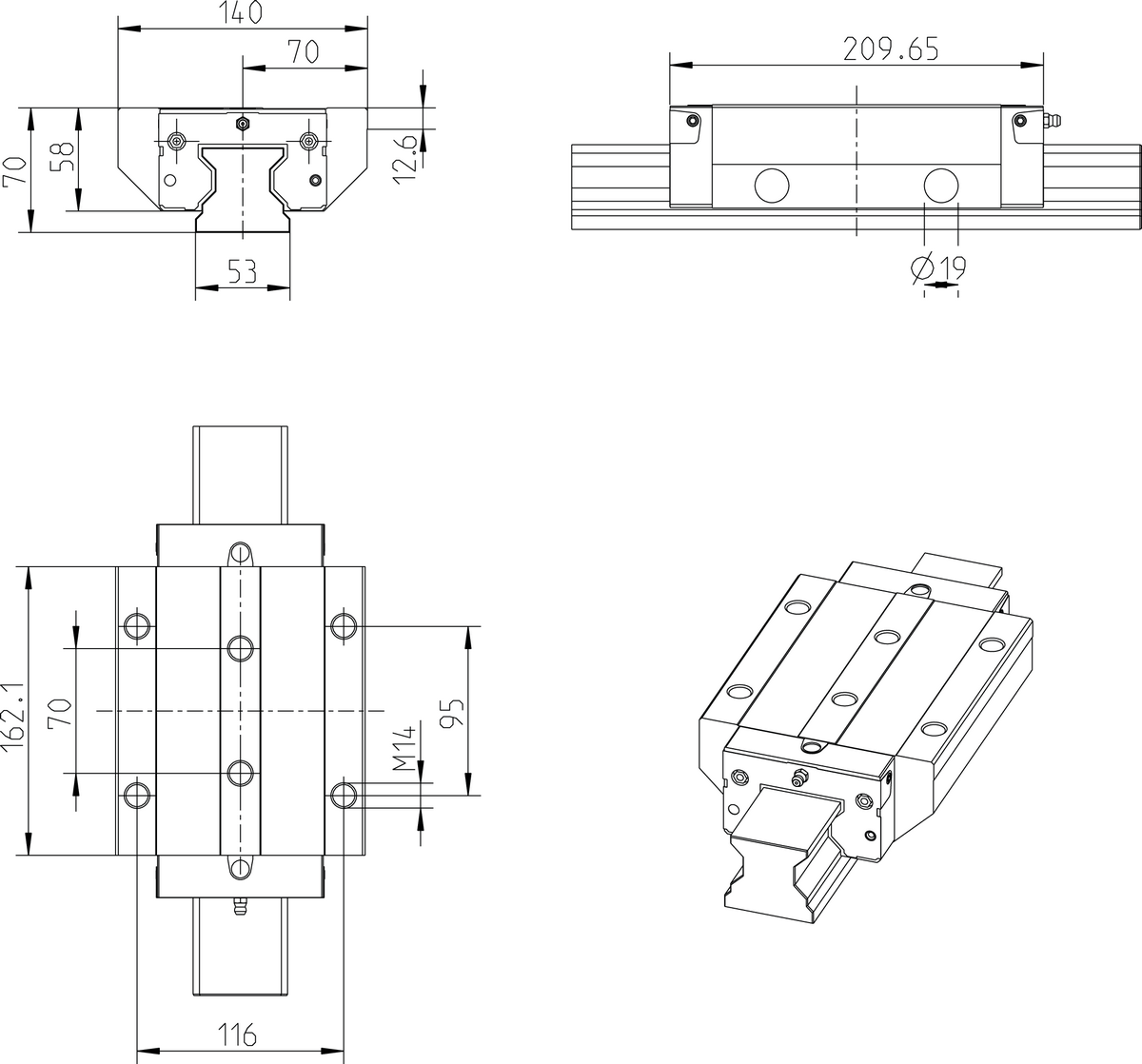 Роликовая каретка из углеродистой стали Bosch Rexroth RWD-055-FLS-C2-H-2 [R18535232X]