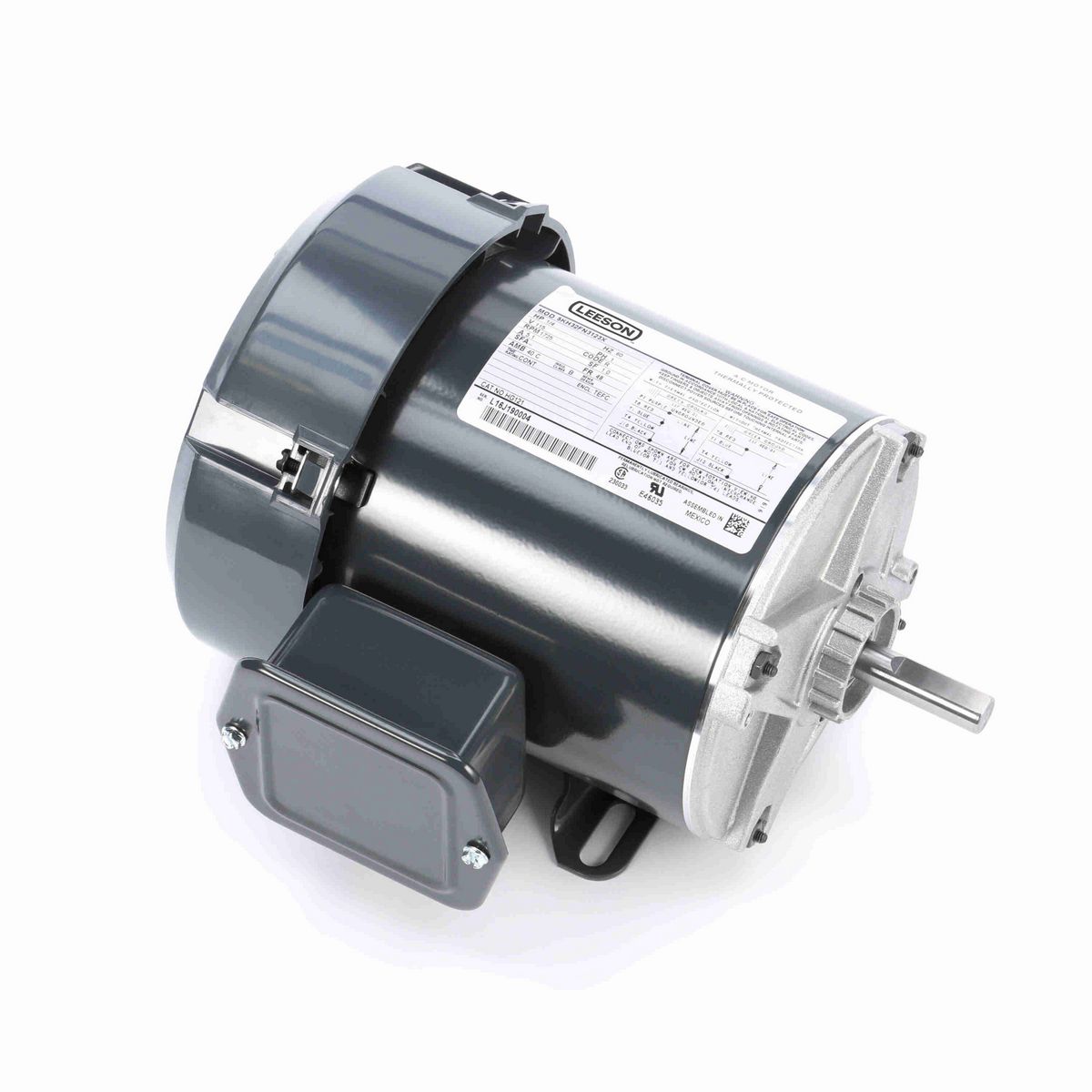 LEESON General Purpose Motor, 0.25 HP, 1 Ph, 60 Hz, 115 V, 1800 RPM, 48 Frame, TEFC - HG121