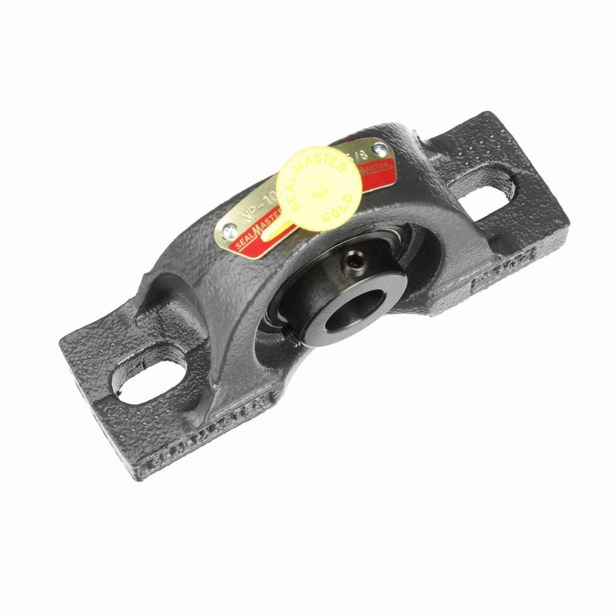 Sealmaster Mounted Cast Iron Two Bolt Pillow Block Ball Bearing - 52100 Bearing Steel, Black Oxided - Setscrew Lock - NP-10