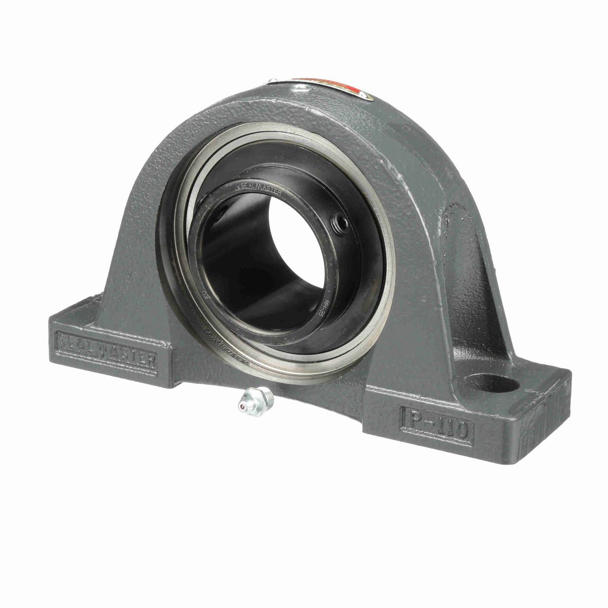 Sealmaster Mounted Cast Iron Two Bolt Pillow Block Ball Bearing - 52100 Bearing Steel, Black Oxided - Setscrew Lock - NPMH-35