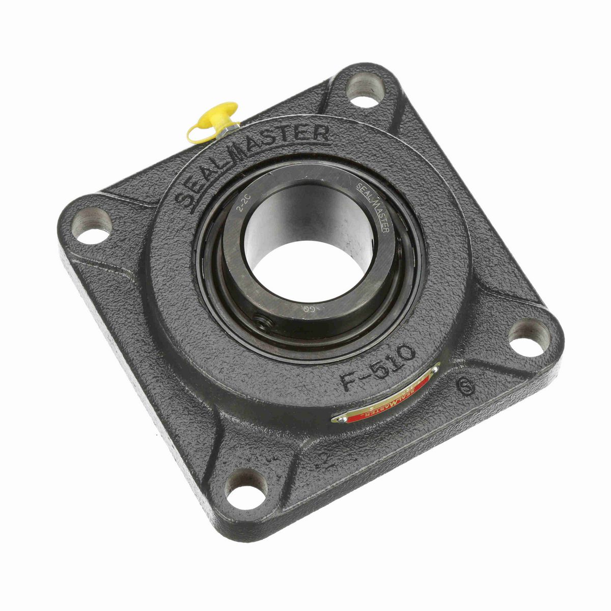 Sealmaster Mounted Cast Iron Four Bolt Flange Ball Bearing - 52100 Bearing Steel, Black Oxided - Setscrew Lock - SF-32C