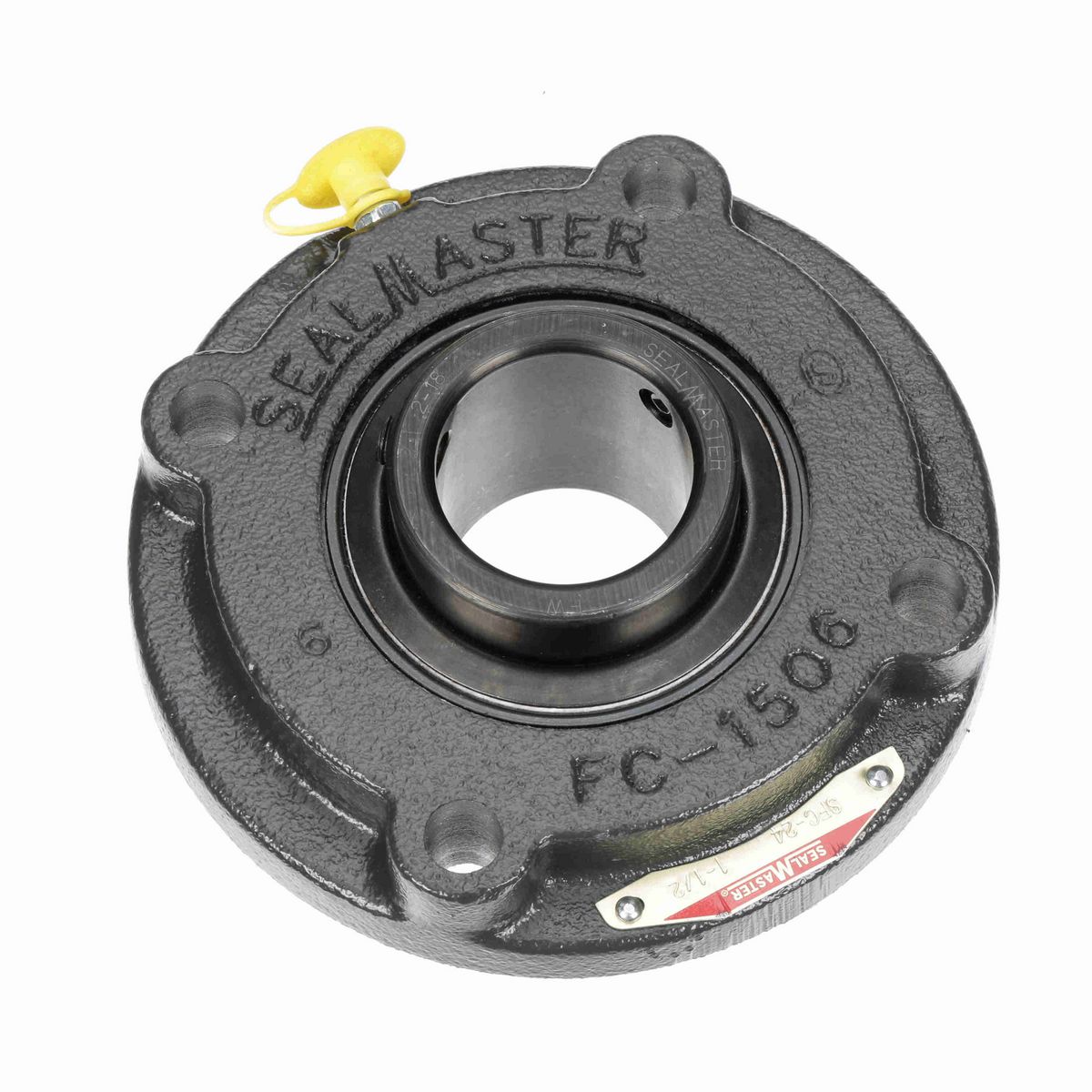 Sealmaster Mounted Cast Iron Flange Cartridge Ball Bearing - 52100 Bearing Steel, Black Oxided - Setscrew Lock - SFC-24