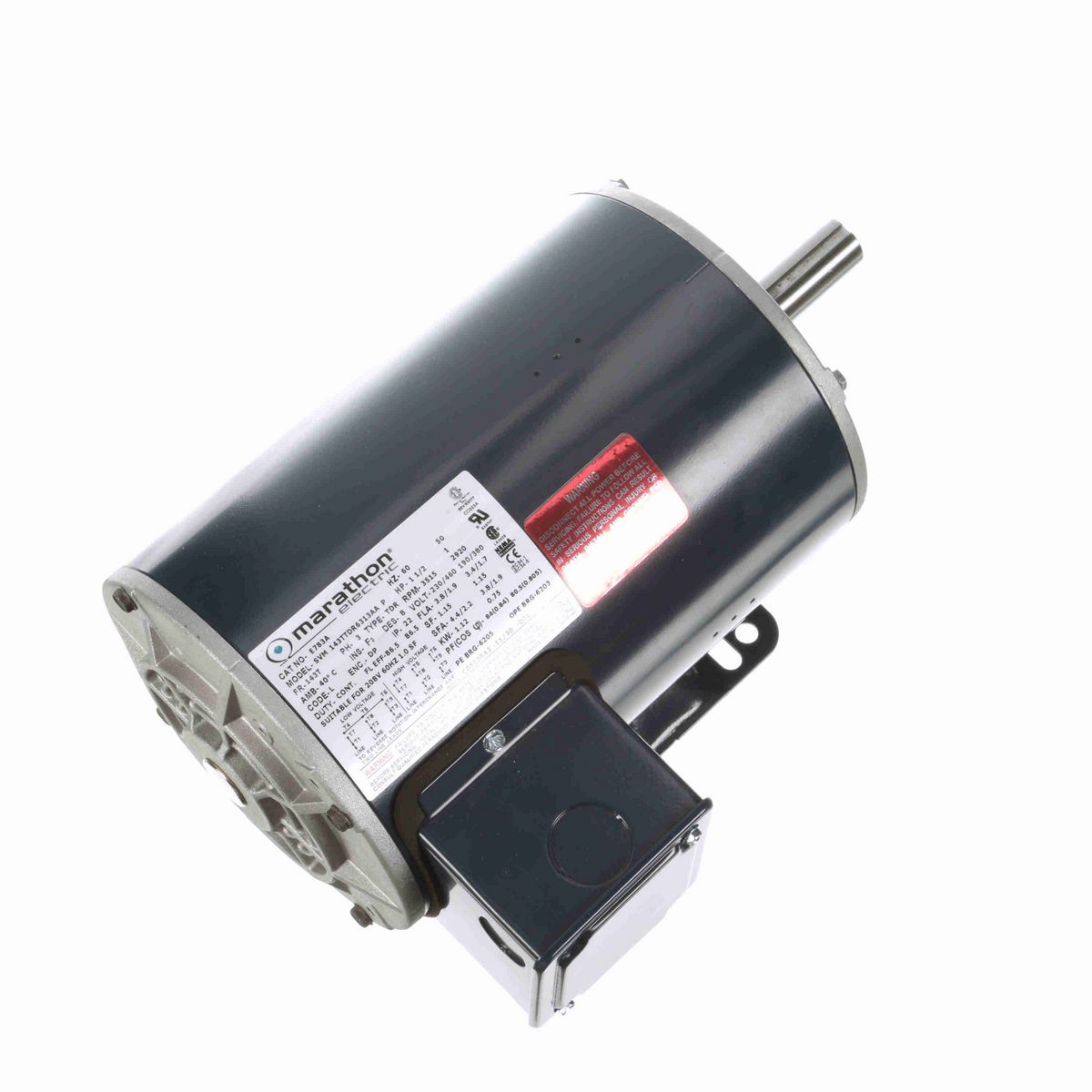 LEESON General Purpose Motor, 1.50 & 1 HP, 3 Ph, 60 & 50 Hz, 230/460 & 190/380 V, 3600 & 3000 RPM, 143T Frame, DP - E783A