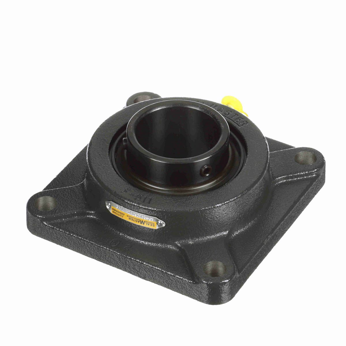 Sealmaster Mounted Cast Iron Four Bolt Flange Ball Bearing - 52100 Bearing Steel, Black Oxided - Setscrew Lock - High Contamination - SF-39 DRT