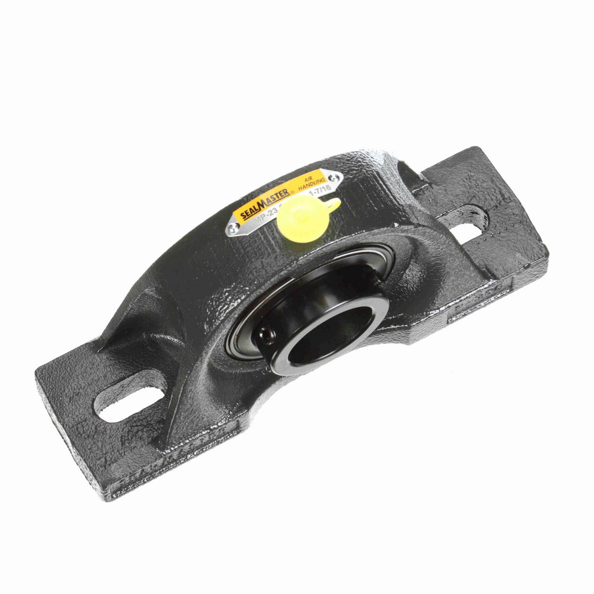 Sealmaster Mounted Cast Iron Two Bolt Pillow Block Ball Bearing - 52100 Bearing Steel, Black Oxided - Setscrew Lock - Air Handling Housing Fit, Noise Tested - MP-23 CXU