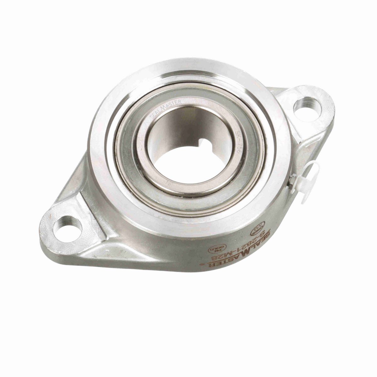 Sealmaster Mounted Stainless Steel Two Bolt Flange Ball Bearing - 52100 Bearing Steel, Phosphorus Nickel Coated - Lock - Corrosion Resistant - S-2821-M28