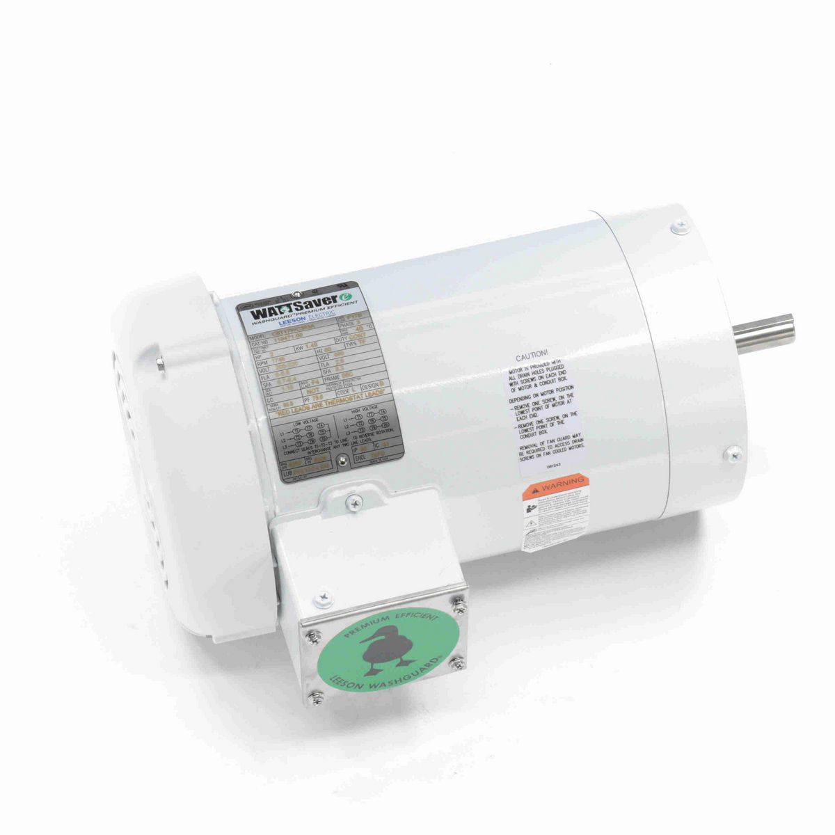 LEESON White Duck™ General Purpose Motor, 2 HP, 3 Ph, 60 Hz, 230/460 V, 1800 RPM, 56C Frame, TEFC - 119471.00