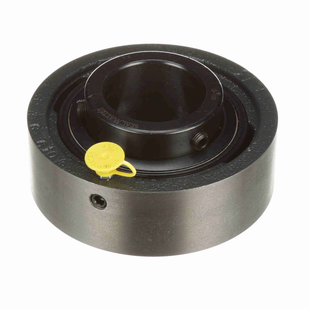 Sealmaster Mounted Cast Iron Cylindrical Cartridge Ball Bearing - 52100 Bearing Steel, Black Oxided - Setscrew Lock - MSC-31