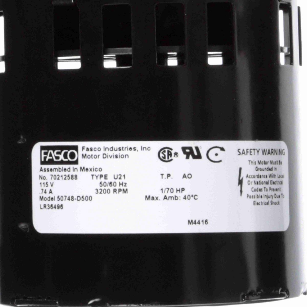 FASCO Round Outlet Shaded Pole Centrifugal Blower, 115 Volts, Flange: Yes - 50748-D500