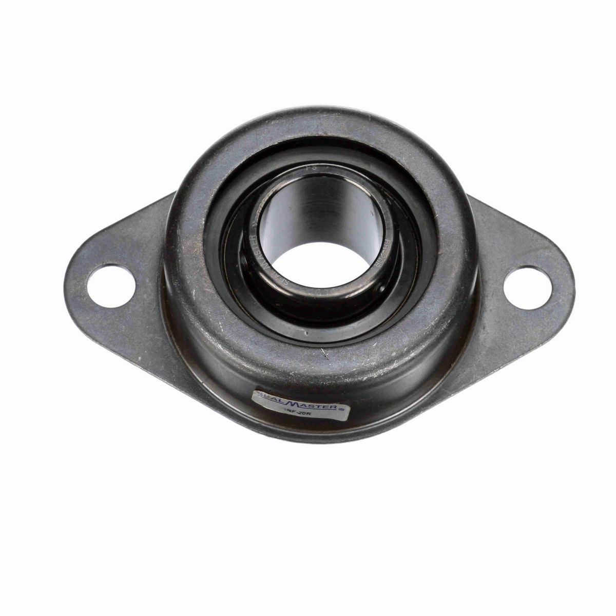 Sealmaster Mounted Stamped Steel Two Bolt Flange Ball Bearing - 52100 Bearing Steel, Black Oxided - Setscrew Lock - SRF-20R