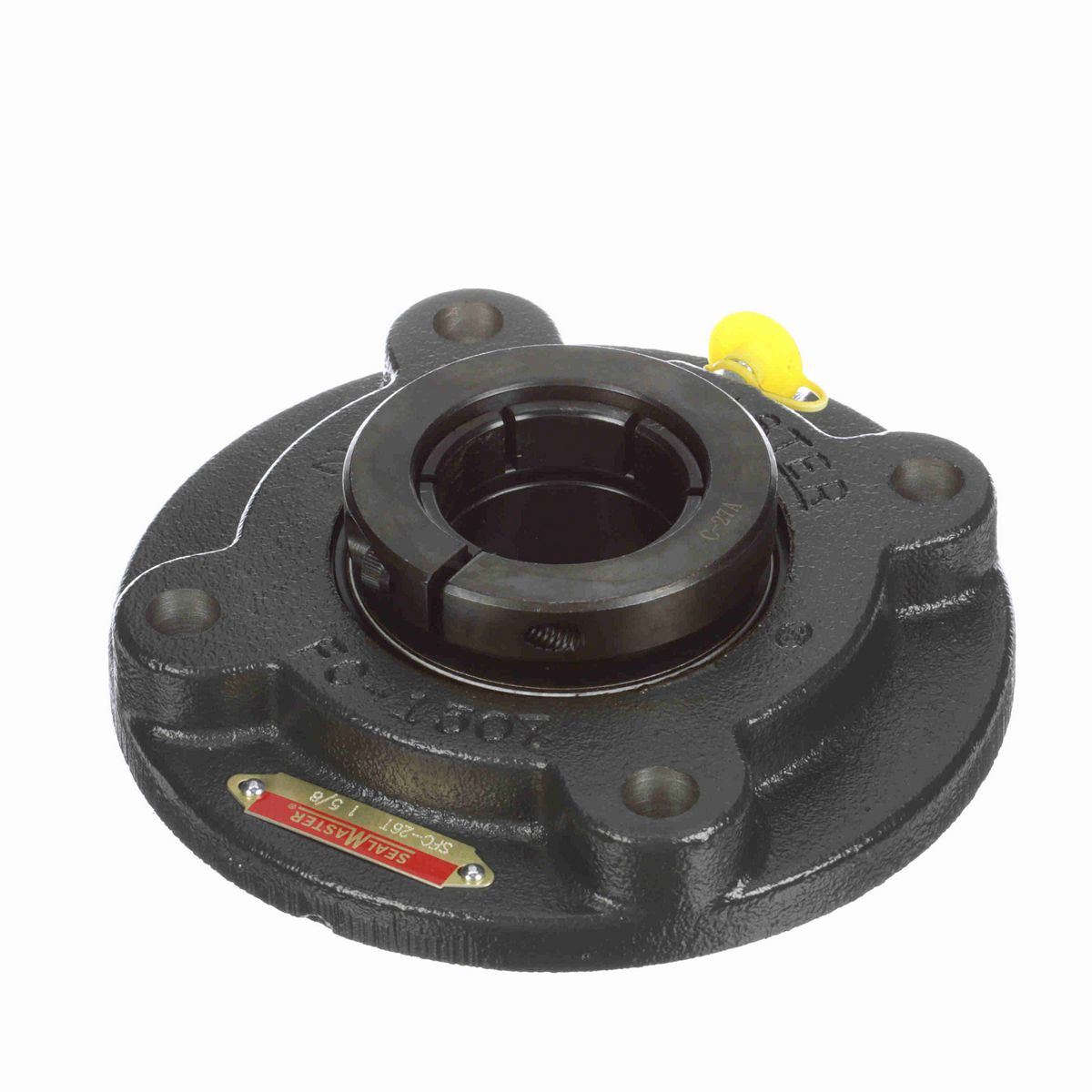 Sealmaster Mounted Cast Iron Flange Cartridge Ball Bearing - 52100 Bearing Steel, Black Oxided - Concentric Lock - SFC-26T