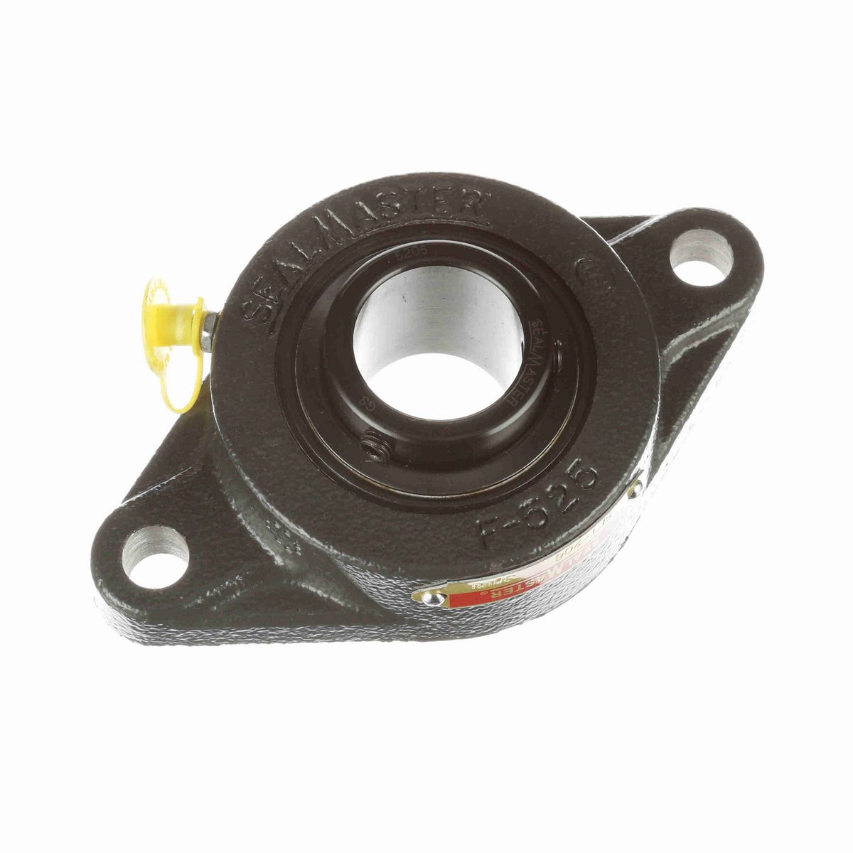 Sealmaster Mounted Cast Iron Two Bolt Flange Ball Bearing - 52100 Bearing Steel, Black Oxided - Setscrew Lock - SFT-206