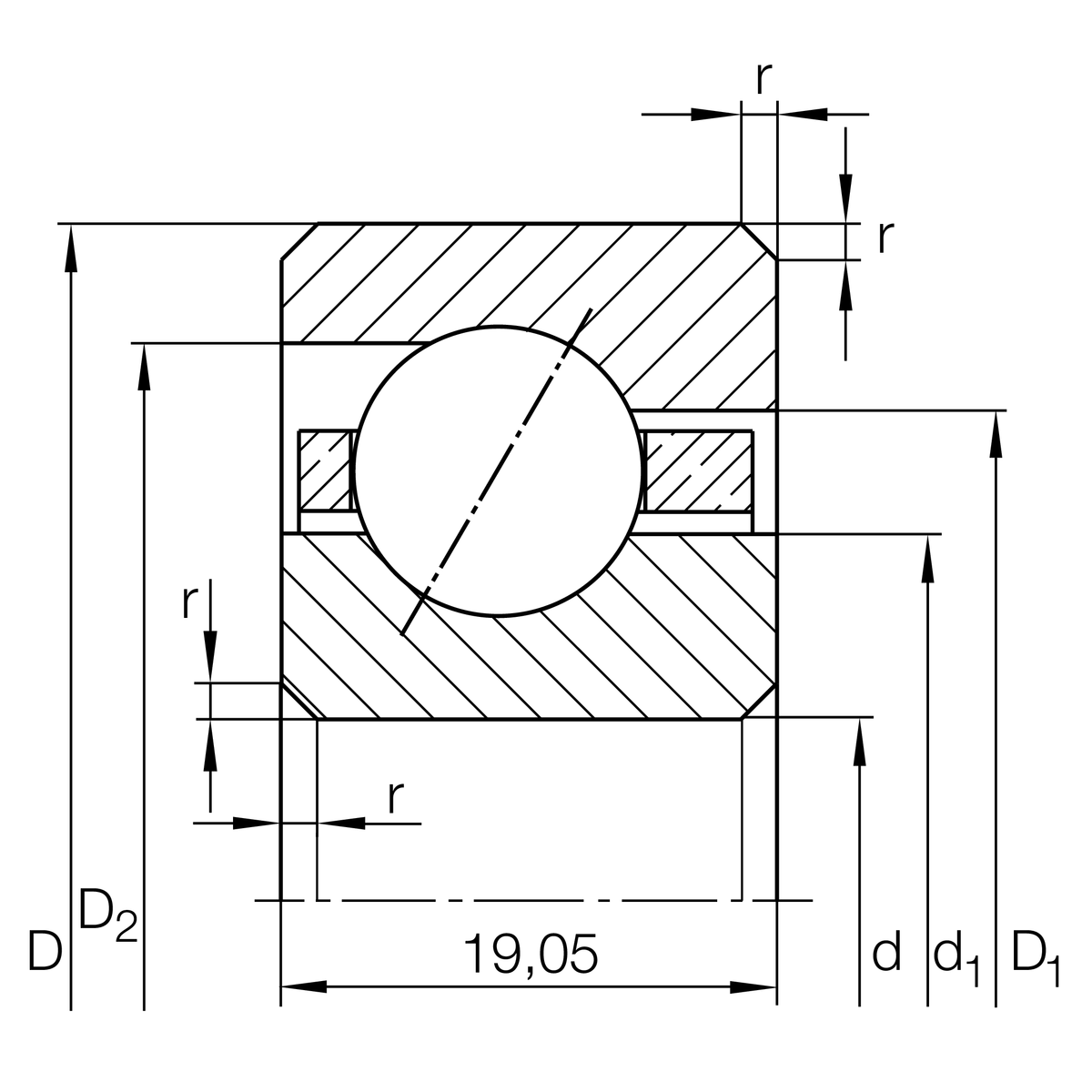 Радиально-упорный шарикоподшипник INA CSEF055