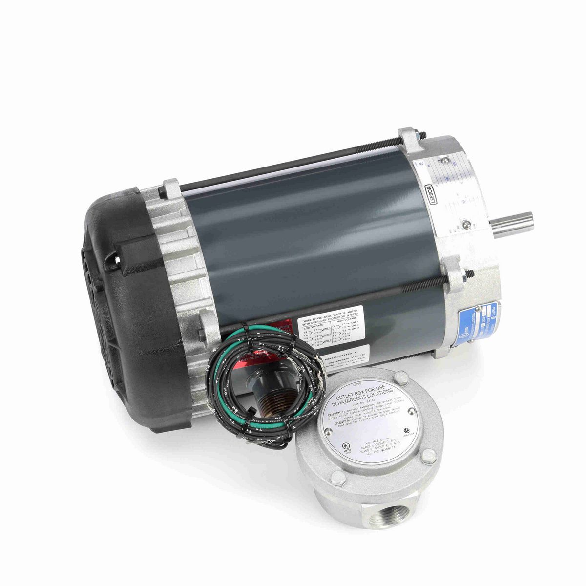 LEESON Explosion Proof Motor, 0.50 HP, 3 Ph, 60 Hz, 230/460 V, 1800 RPM, 56C Frame, EPFC - G829