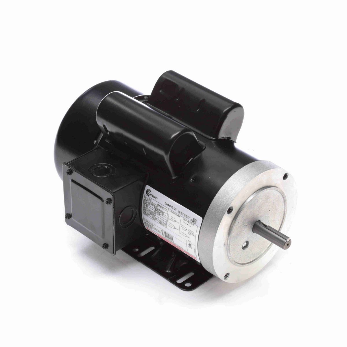 Century General Purpose Motor, 2.0 HP, 1 Ph, 60 Hz, 208-230/115 V, 1800 RPM, P56HC Frame, TEFC - C832