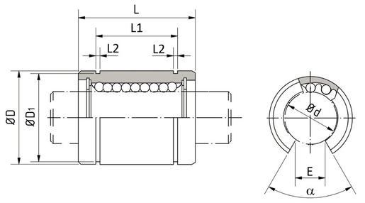 Шариковая направляющая втулка открытого типа SNR BBES60UU-OP
