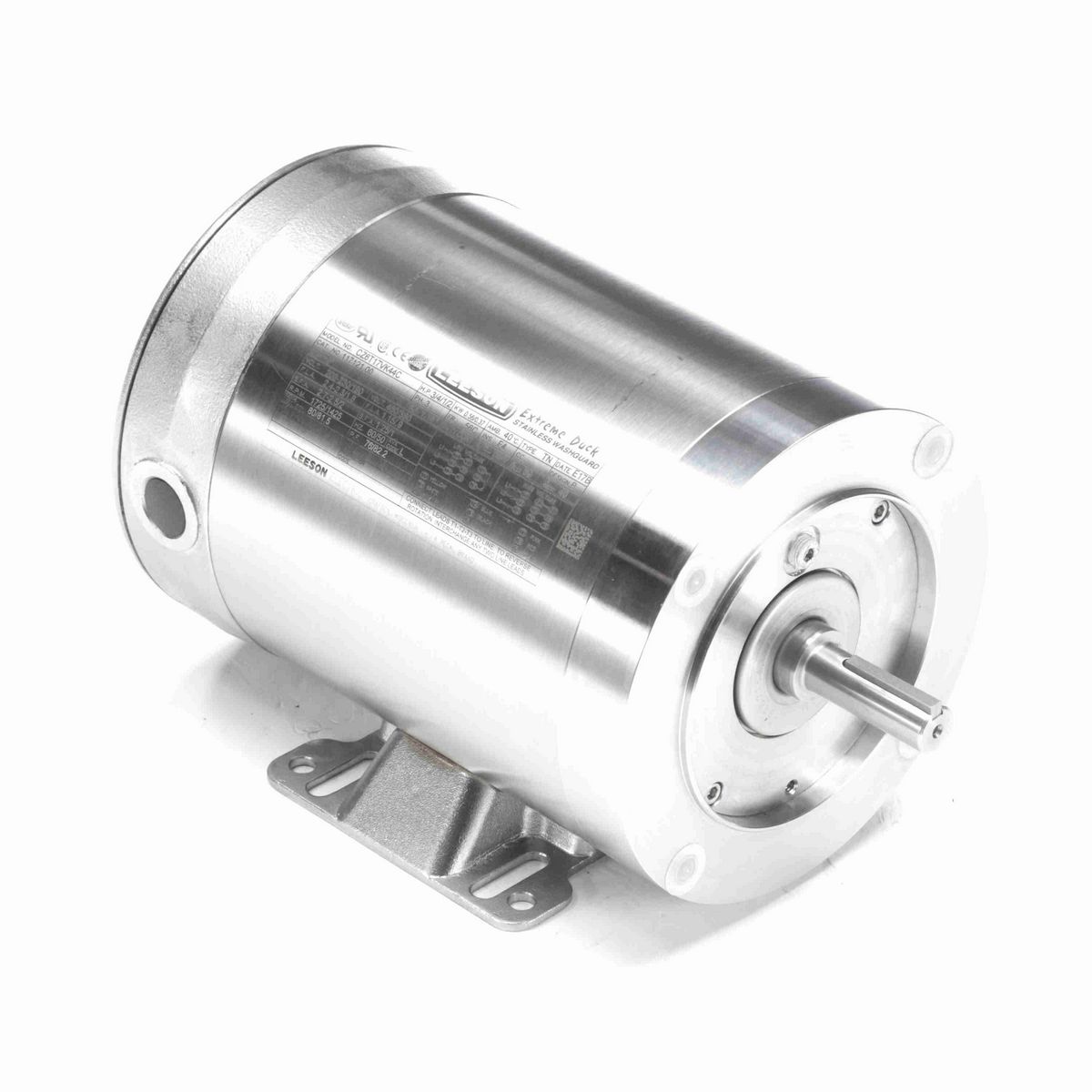 LEESON Extreme Duck® Ultra General Purpose Motor, 0.75 & 0.50 HP, 3 Ph, 60 & 50 Hz, 230/460 & 190/380 V, 1800 & 1500 RPM, 56C Frame, TENV - 117121.00