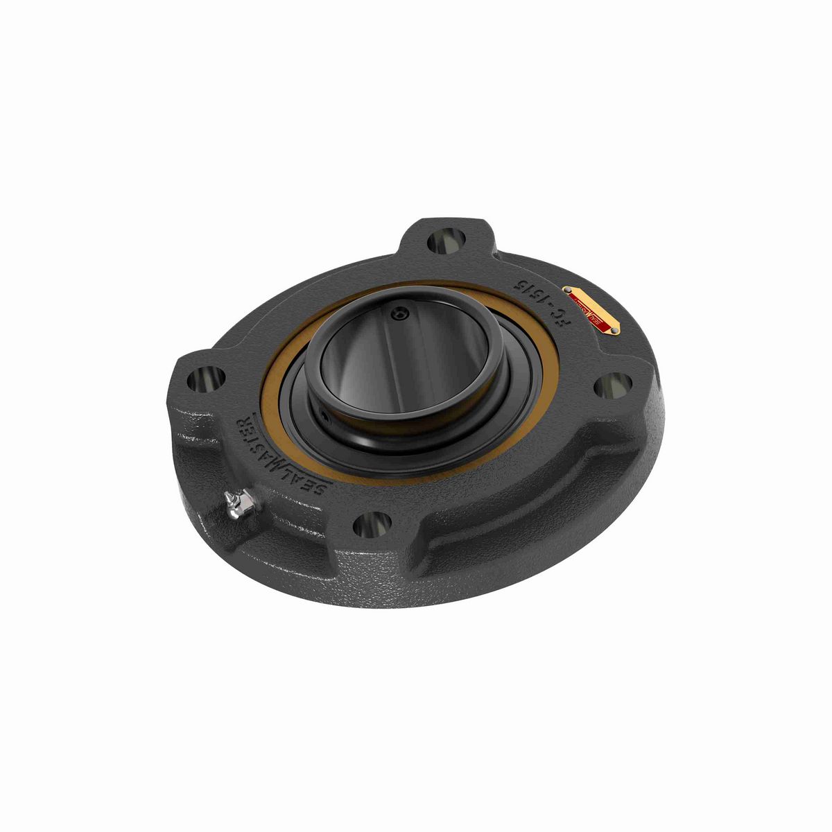 Sealmaster Mounted Cast Iron Flange Cartridge Ball Bearing - 52100 Bearing Steel, Black Oxided - Setscrew Lock - EMFC-55
