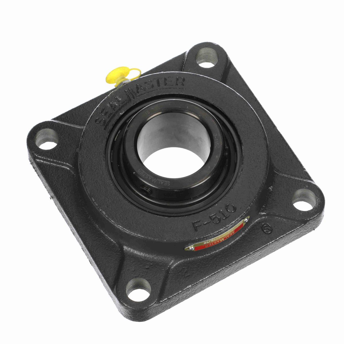 Sealmaster Mounted Cast Iron Four Bolt Flange Ball Bearing - 52100 Bearing Steel, Black Oxided - Setscrew Lock - MSF-31C
