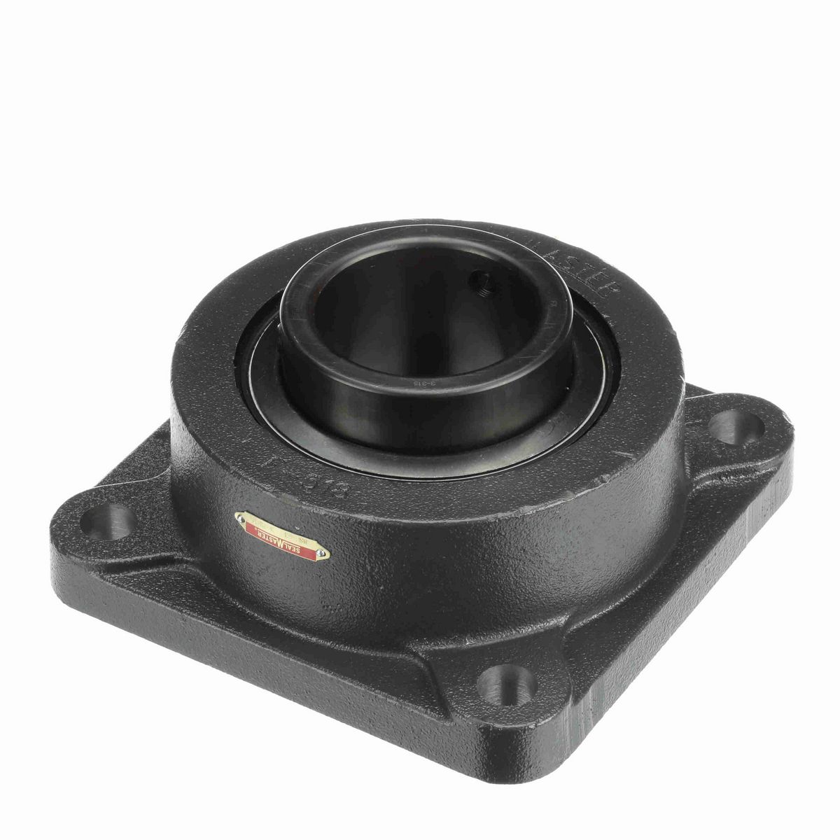 Sealmaster Mounted Cast Iron Four Bolt Flange Ball Bearing - 52100 Bearing Steel, Black Oxided - Setscrew Lock - MSF-63