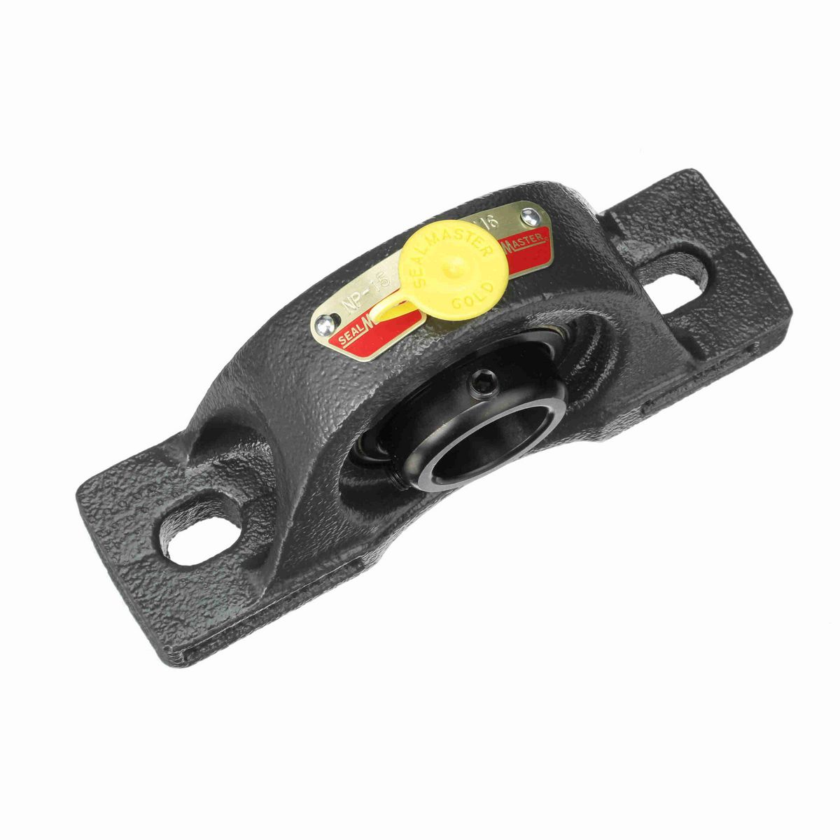 Sealmaster Mounted Cast Iron Two Bolt Pillow Block Ball Bearing - 52100 Bearing Steel, Black Oxided - Setscrew Lock - NP-15