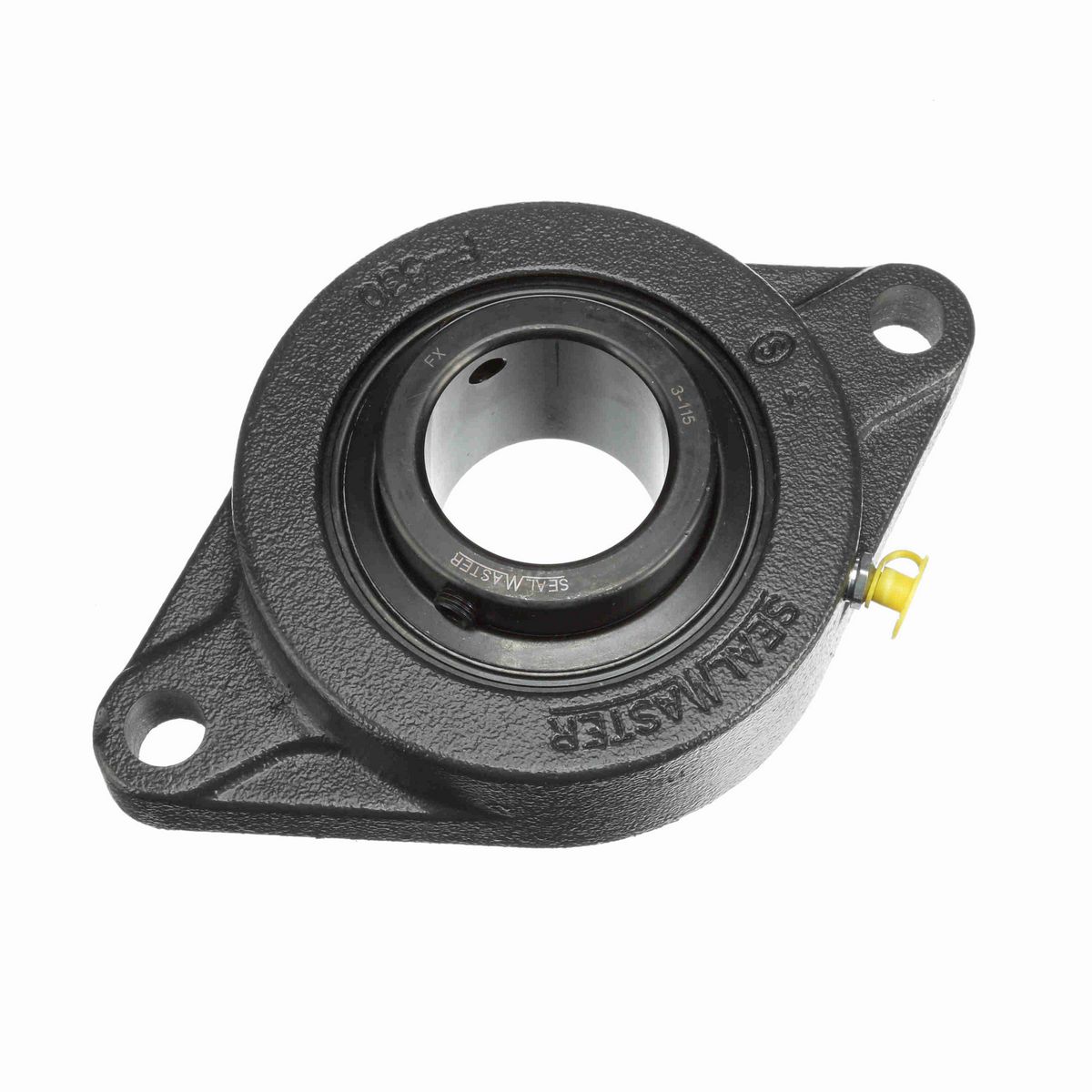 Sealmaster Mounted Cast Iron Two Bolt Flange Ball Bearing - 52100 Bearing Steel, Black Oxided - Setscrew Lock - MSFT-31