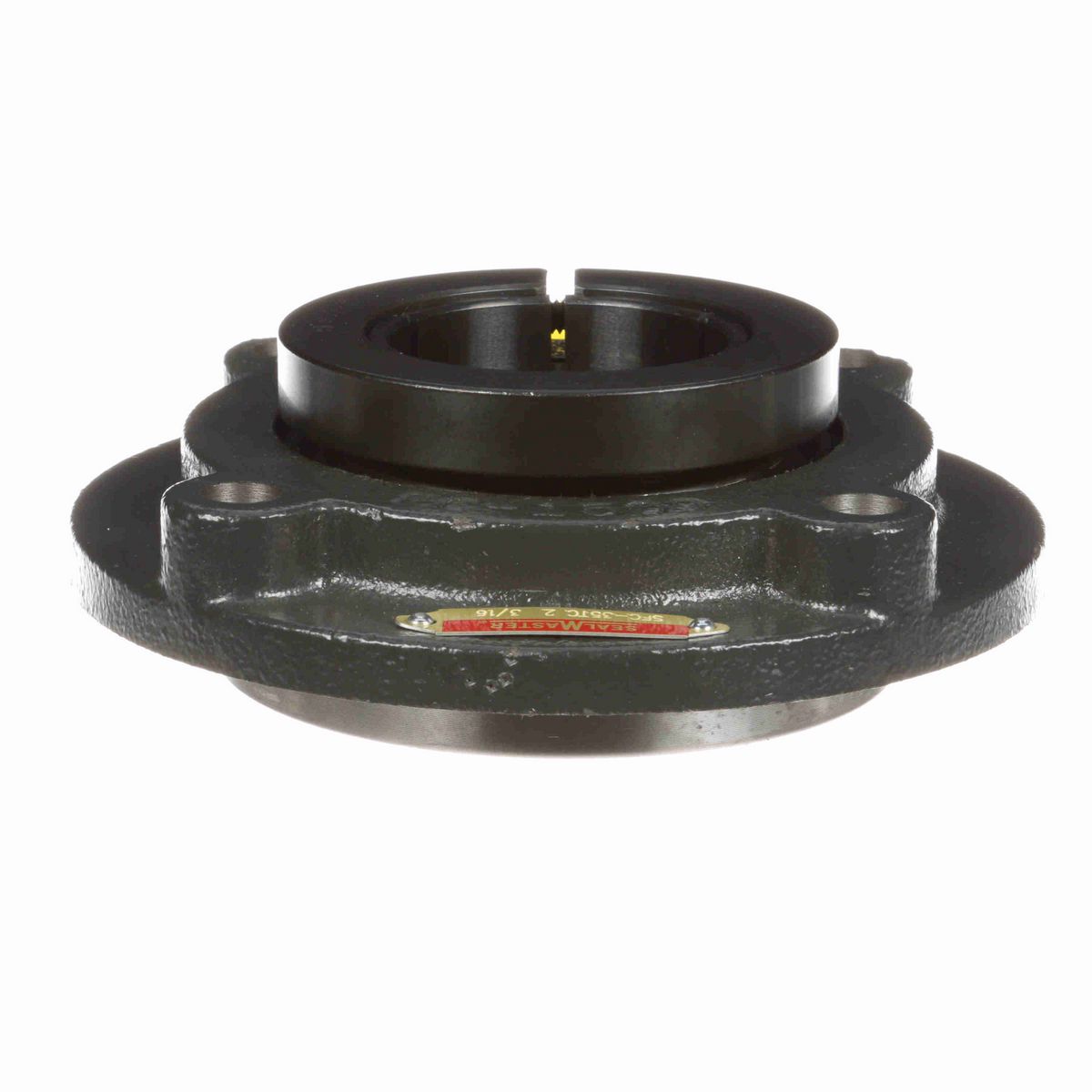 Sealmaster Mounted Cast Iron Flange Cartridge Ball Bearing - 52100 Bearing Steel, Black Oxided - Concentric Lock - SFC-35TC