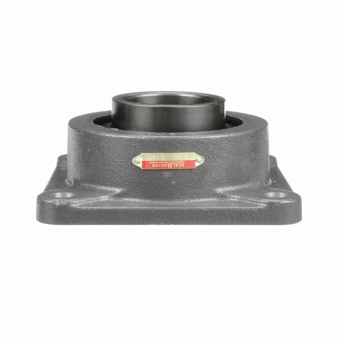 Sealmaster Mounted Cast Iron Four Bolt Flange Ball Bearing - 52100 Bearing Steel, Black Oxided - Setscrew Lock - SF-43