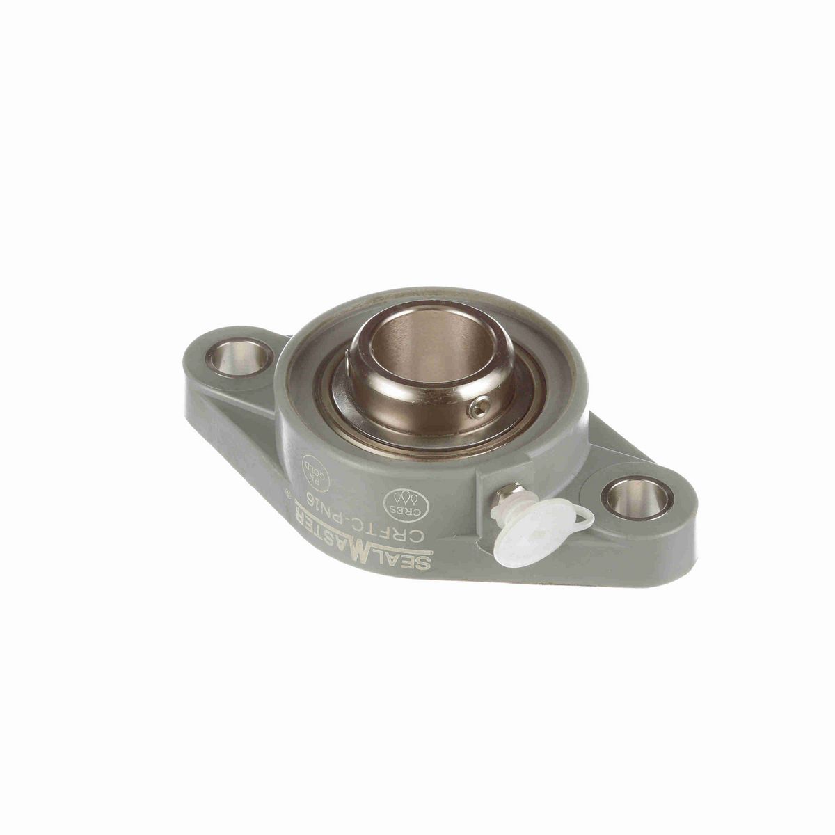 Sealmaster Mounted Composite Two Bolt Flange Ball Bearing - 52100 Bearing Steel, Phosphorus Nickel Coated - Setscrew Lock - Corrosion Resistant - CRFTC-PN16