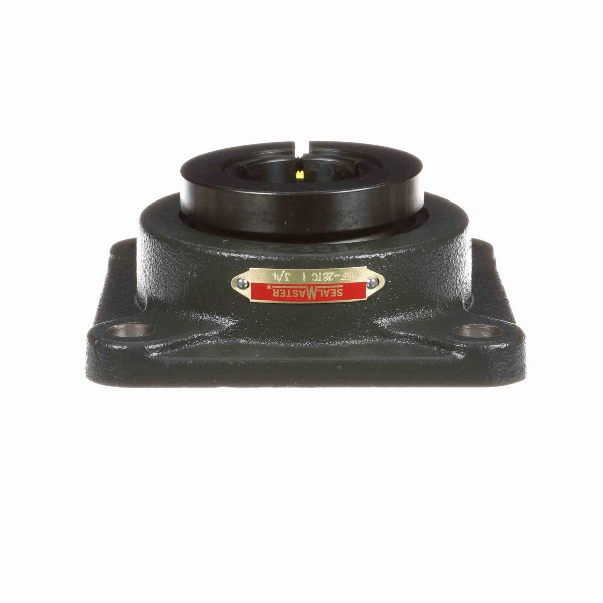 Sealmaster Mounted Cast Iron Four Bolt Flange Ball Bearing - 52100 Bearing Steel, Black Oxided - Concentric Lock - MSF-28TC