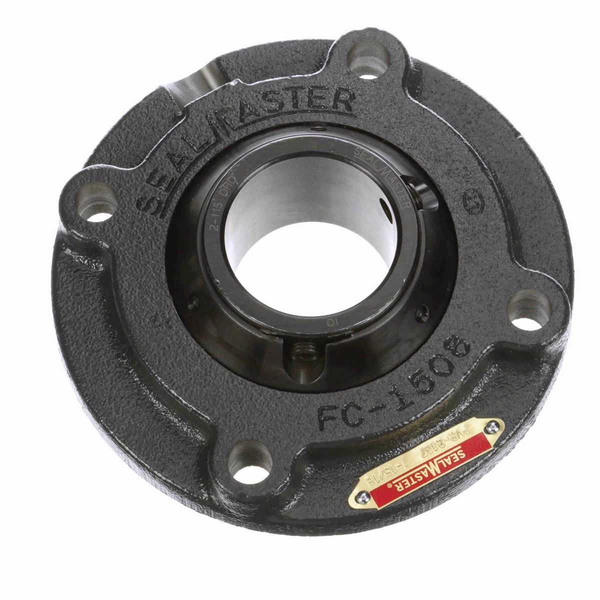 Sealmaster Mounted Cast Iron Flange Cartridge Ball Bearing - 52100 Bearing Steel, Black Oxided - Setscrew Lock - PVR-2137