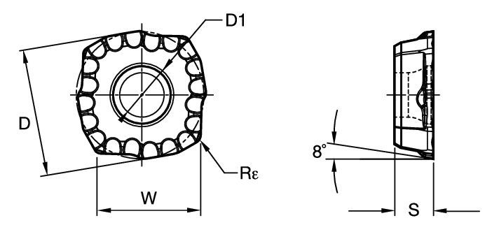 Drilling insert for Long Chipping Materials Kennametal Drill Fix PRO - Carbide Insert - Inboard - LC Geometry [7064669]