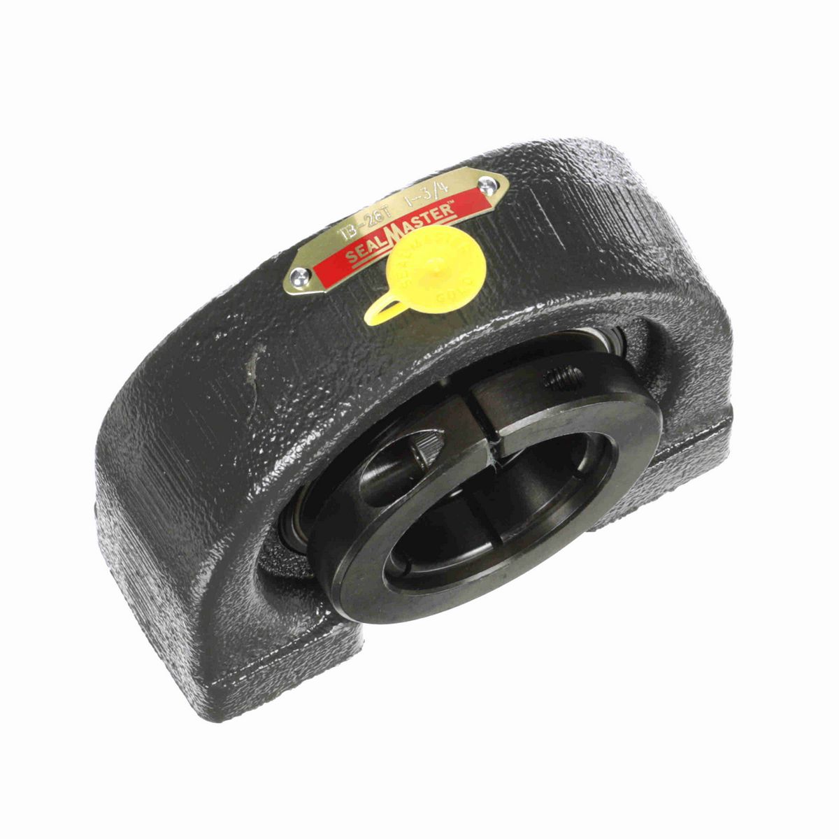 Sealmaster Mounted Cast Iron Tapped Base Pillow Block Ball Bearing - 52100 Bearing Steel, Black Oxided - Concentric Lock - TB-28T