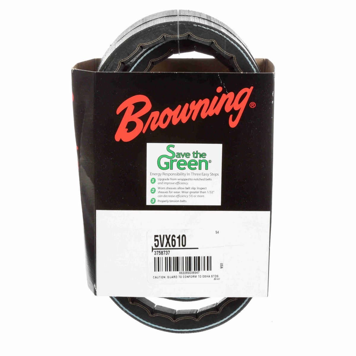 Browning EPDM Notched Belt 98% Efficient - 5VX610