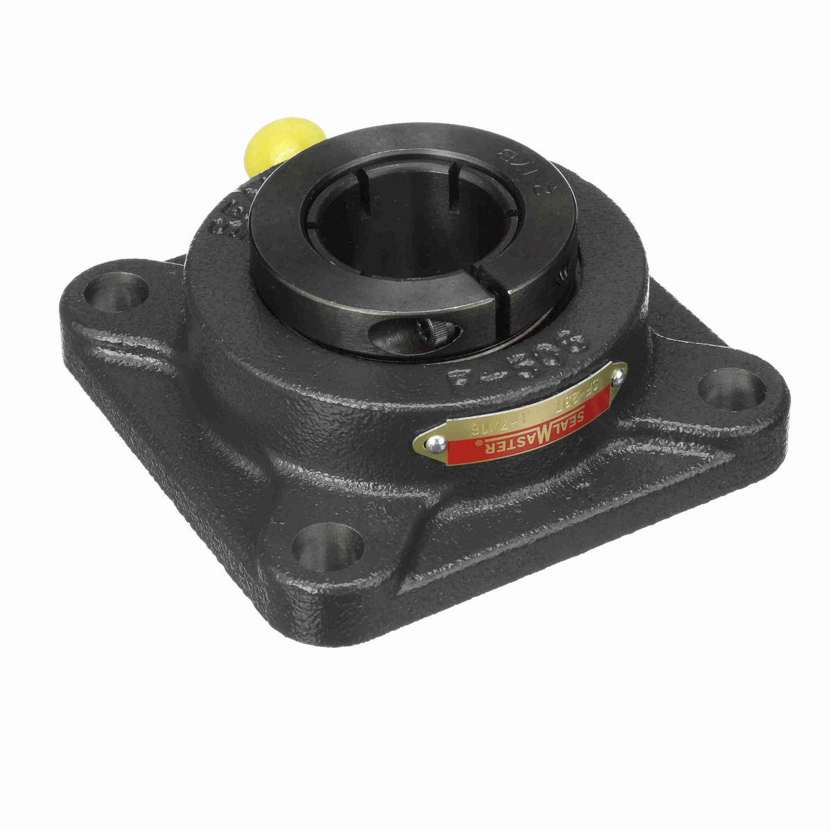 Sealmaster Mounted Cast Iron Four Bolt Flange Ball Bearing - 52100 Bearing Steel, Black Oxided - Concentric Lock - SF-23T