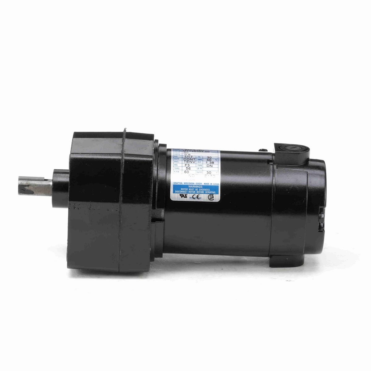 LEESON Parallel Shaft Gearmotor, 0.06 HP, 90 V, 60 RPM, 30 Frame, TENV - M1125003.00