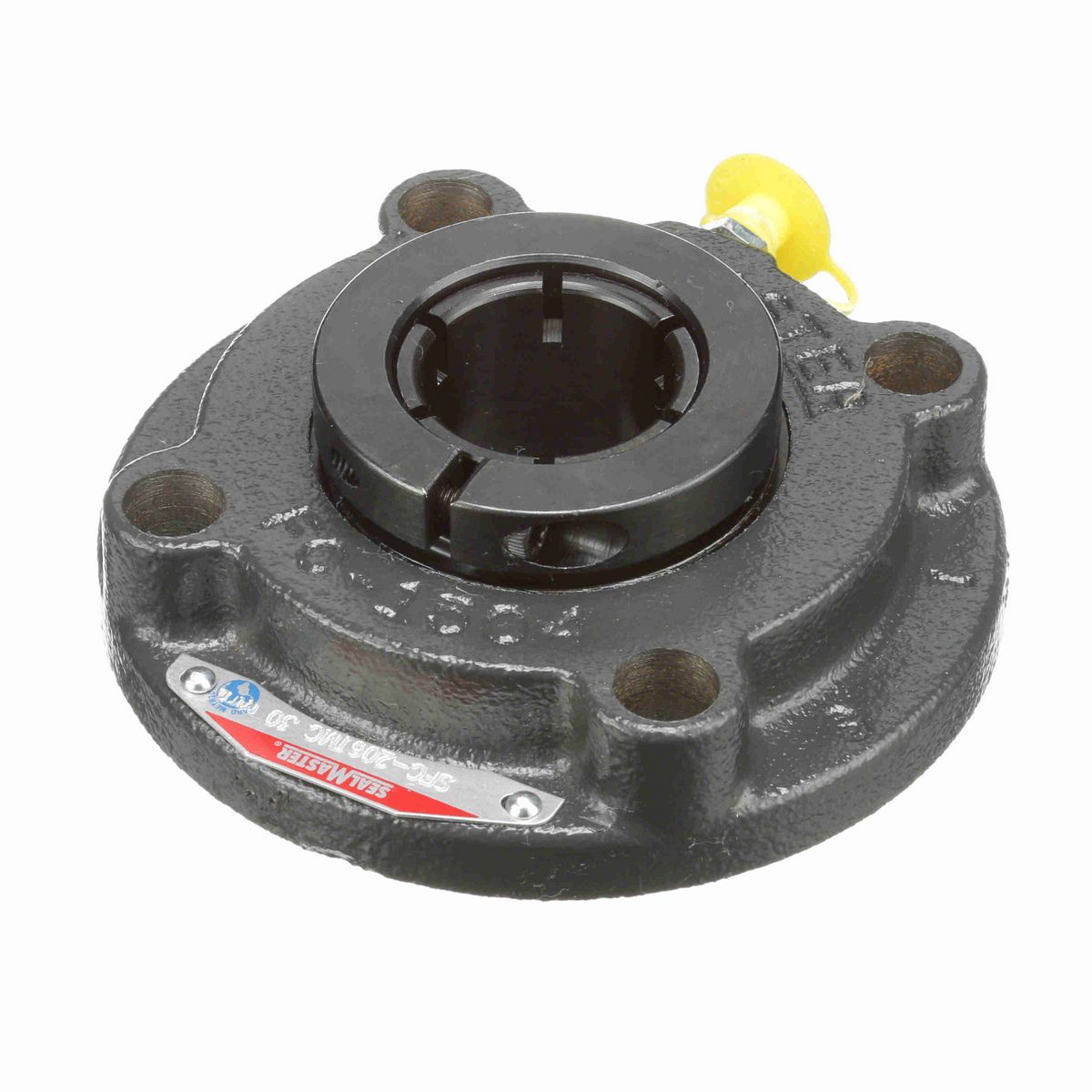 Sealmaster Mounted Cast Iron Flange Cartridge Ball Bearing - 52100 Bearing Steel, Black Oxided - Concentric Lock - SFC-206TMC
