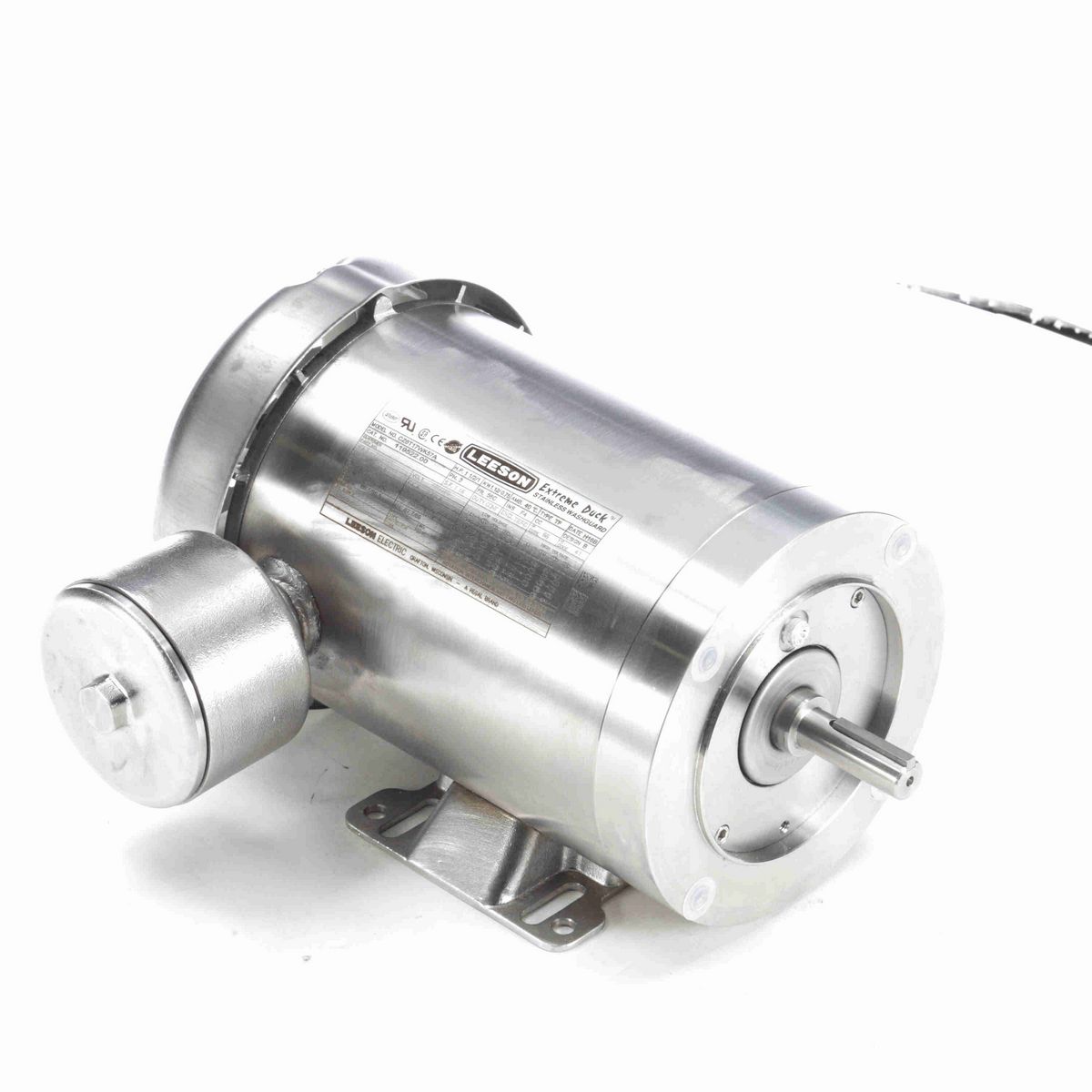 LEESON Extreme Duck® Ultra General Purpose Motor, 1.50 & 1 HP, 3 Ph, 60 & 50 Hz, 230/460 & 190/380 V, 1800 & 1500 RPM, 56C Frame, TEFC - 119522.00