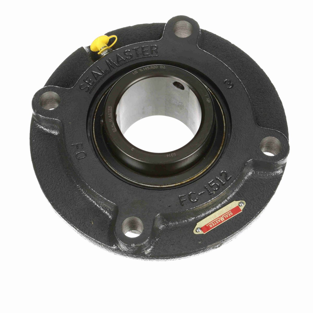 Sealmaster Mounted Cast Iron Flange Cartridge Ball Bearing - 52100 Bearing Steel, Black Oxided - Setscrew Lock - MFC-314