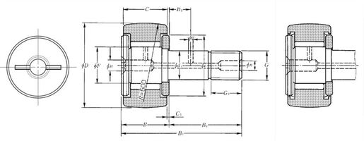 Cam follower with shaft NTN KRV40LL/3AS