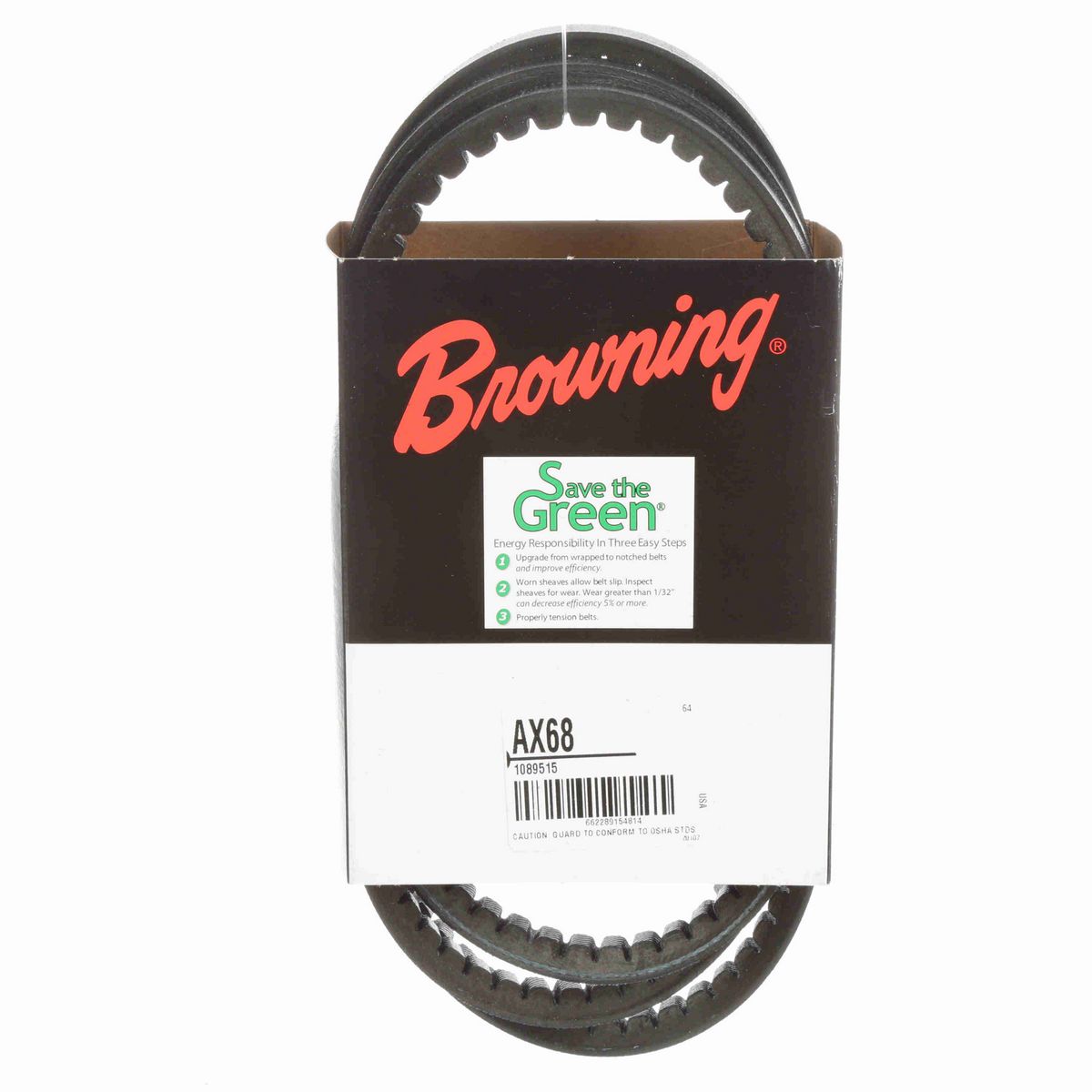 Browning EPDM Notched Belt 98% Efficient - AX68