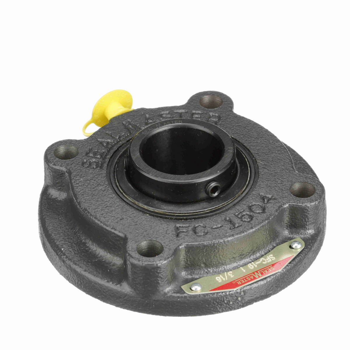Sealmaster Mounted Cast Iron Flange Cartridge Ball Bearing - 52100 Bearing Steel, Black Oxided - Setscrew Lock - SFC-19