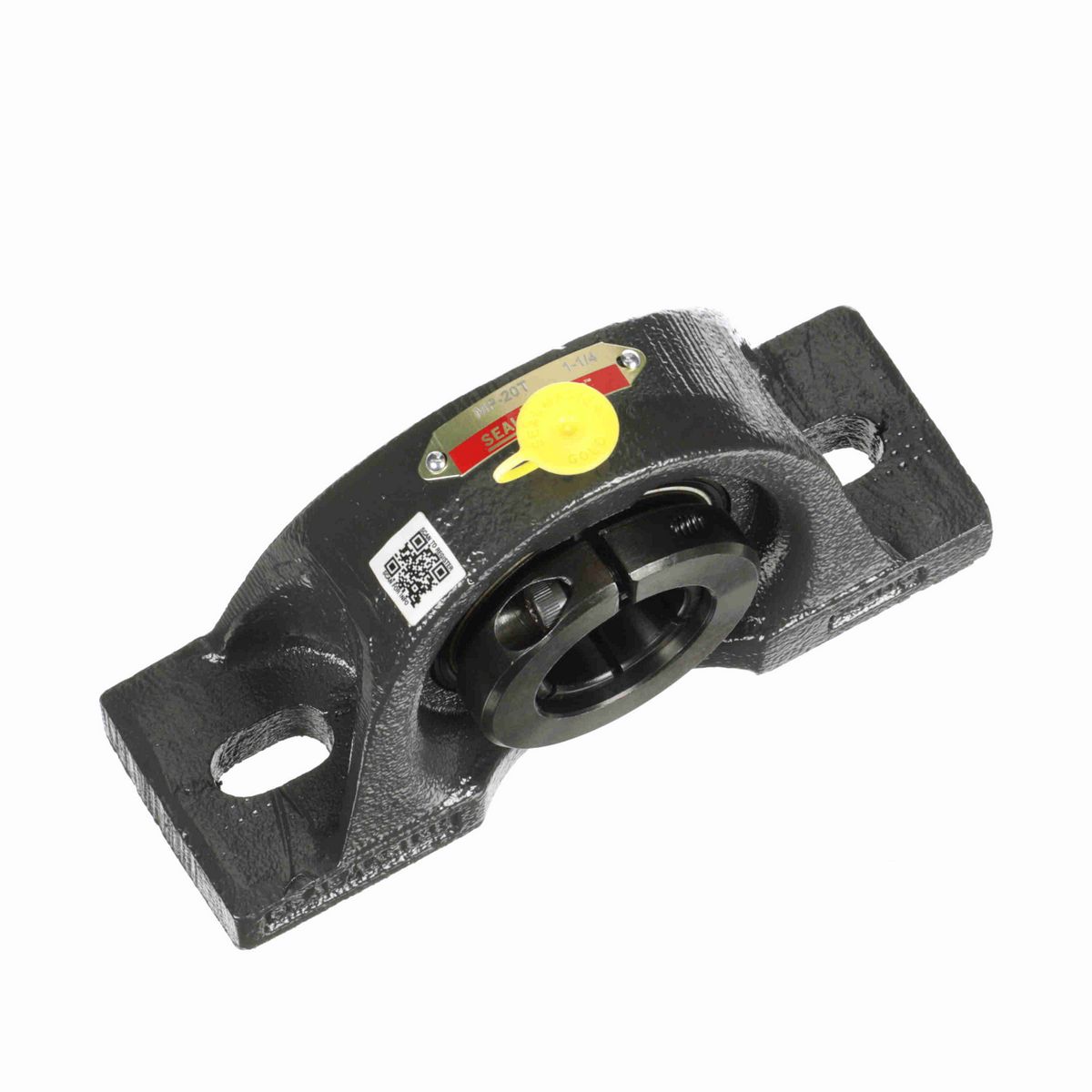 Sealmaster Mounted Cast Iron Two Bolt Pillow Block Ball Bearing - 52100 Bearing Steel, Black Oxided - Concentric Lock - MP-20T