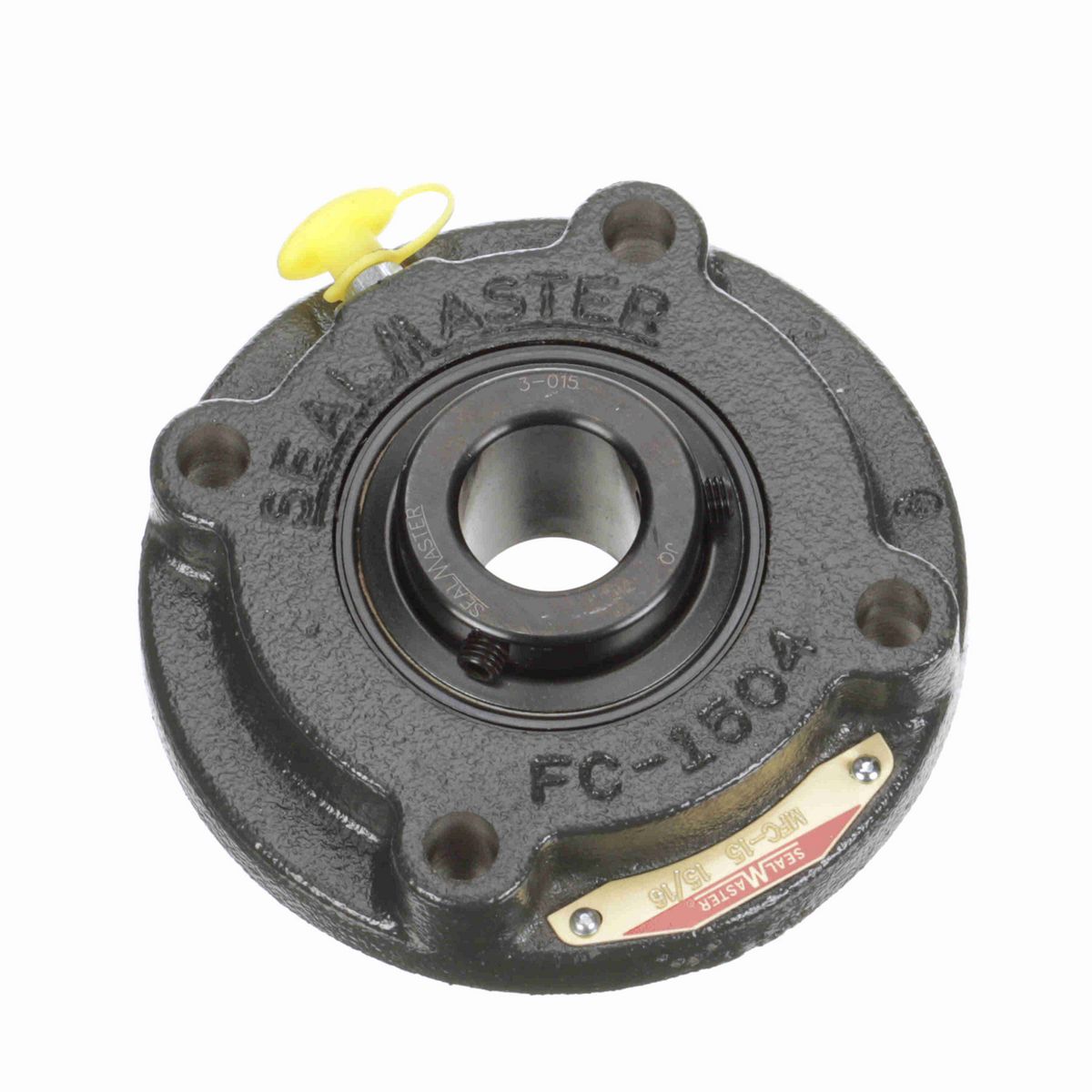 Sealmaster Mounted Cast Iron Flange Cartridge Ball Bearing - 52100 Bearing Steel, Black Oxided - Setscrew Lock - MFC-15