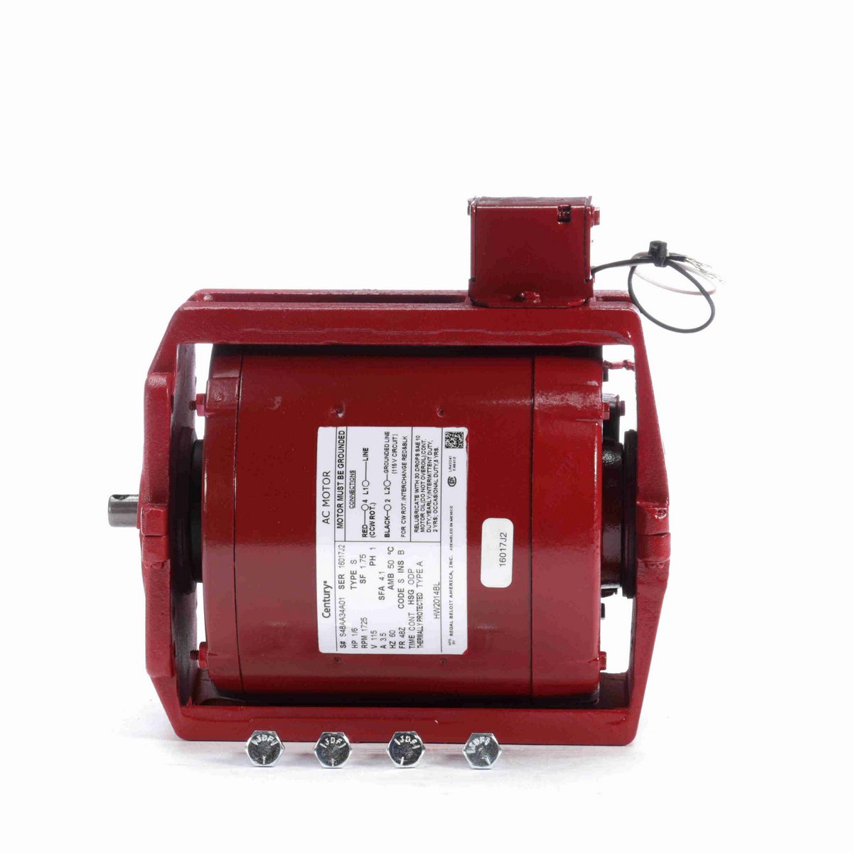 Century Circulator Pump Motor, 1/6 HP, 1 Ph, 60 Hz, 115 V, 1800 RPM, 48Z Frame, ODP - HW2014BL