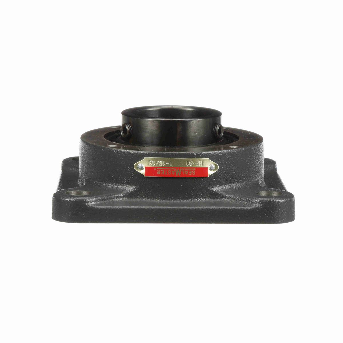 Sealmaster Mounted Cast Iron Four Bolt Flange Ball Bearing - 52100 Bearing Steel, Black Oxided - Setscrew Lock - HF-31