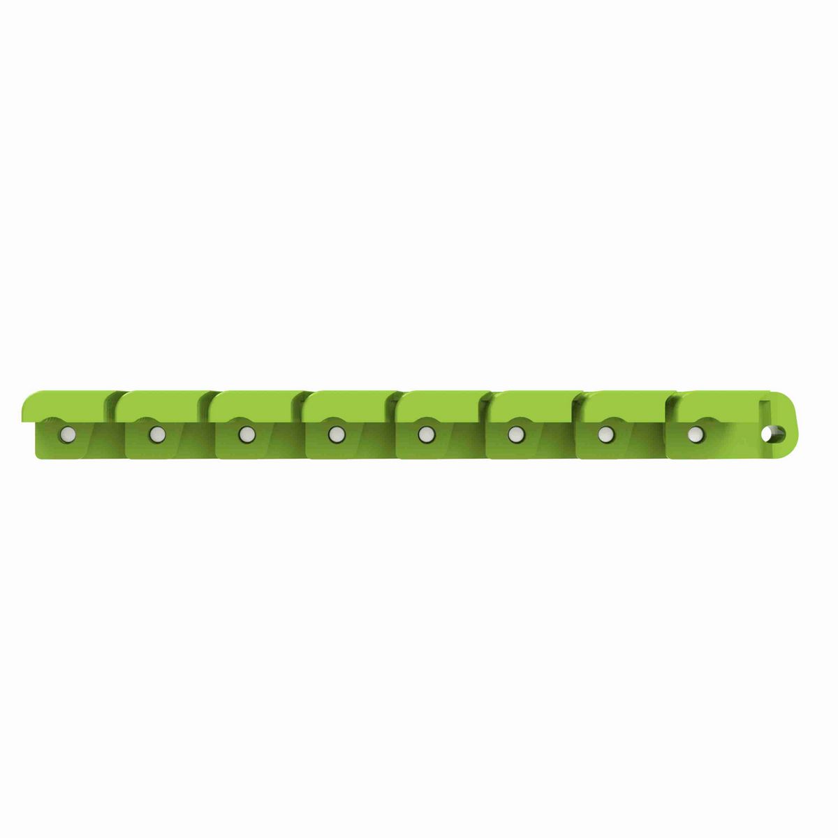 Rexnord 1040FTM Side-flexing Solid Top, Material: Bright Lime-Green Dry PET Low Friction, Width: 3.3in, Pitch: 1in - 10604554