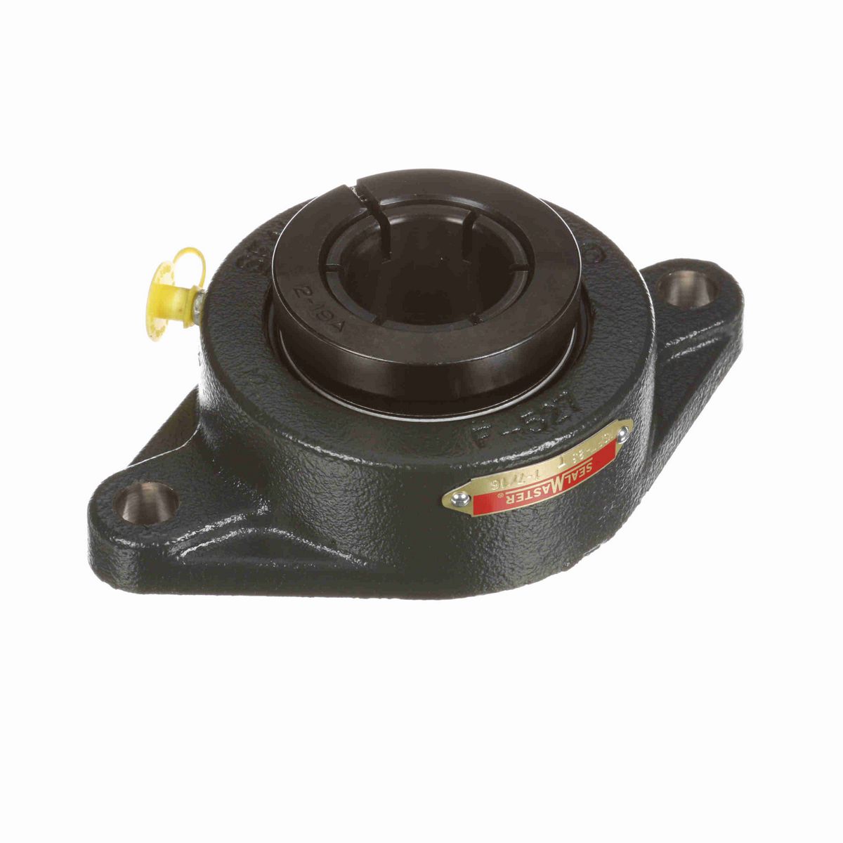 Sealmaster Mounted Cast Iron Two Bolt Flange Ball Bearing - 52100 Bearing Steel, Black Oxided - Concentric Lock - MSFT-23T
