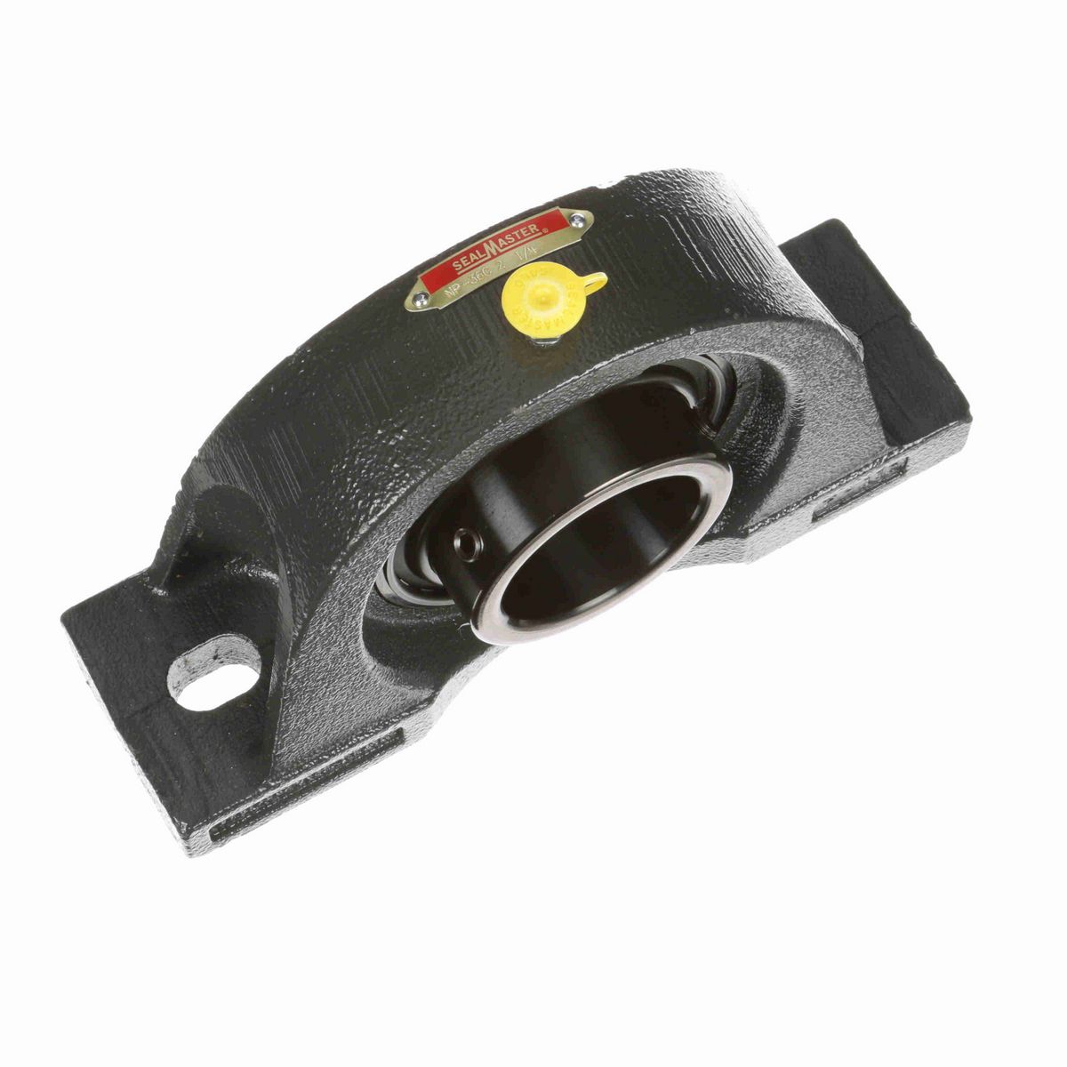 Sealmaster Mounted Cast Iron Two Bolt Pillow Block Ball Bearing - 52100 Bearing Steel, Black Oxided - Setscrew Lock - NP-36C