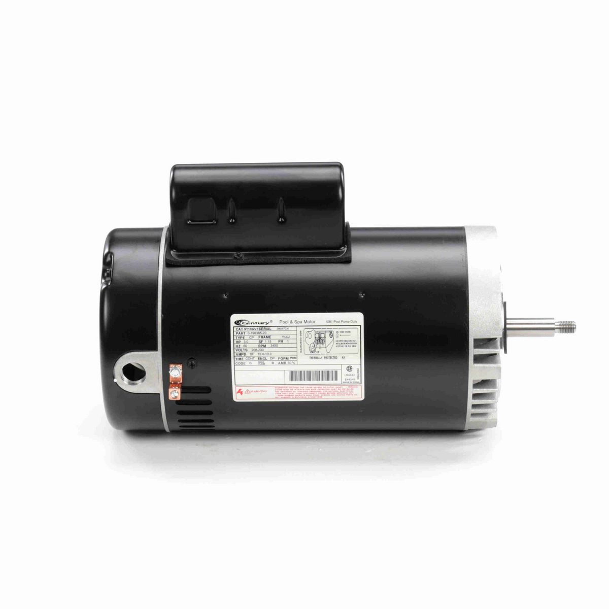 Century Pool Pump Motor, 3.0 HP, 1 Ph, 60 Hz, 208-230 V, 3600 RPM, Y56J Frame, DP - ST1302V1